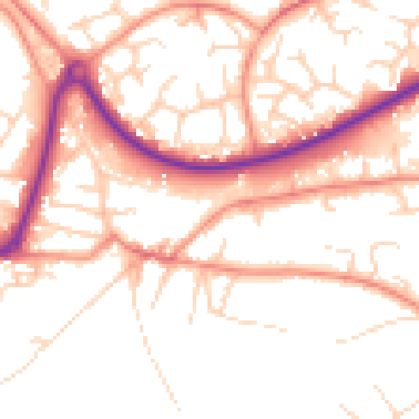Daytime road noise heatmap for GU21 7RZ