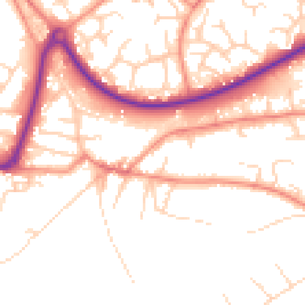Daytime road noise heatmap for GU21 7SA