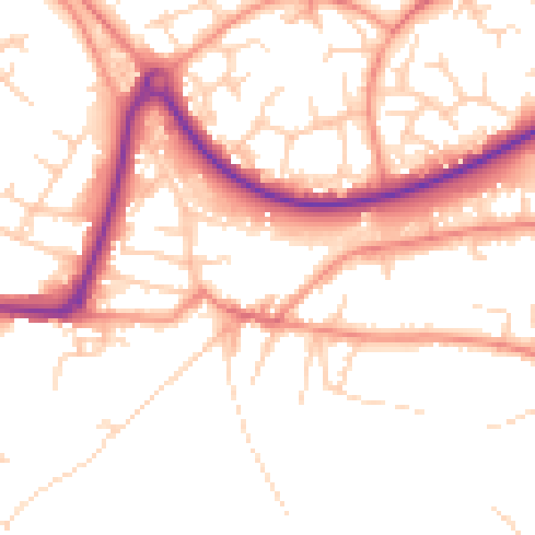 Daytime road noise heatmap for GU21 7SD