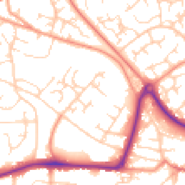 Daytime road noise heatmap for GU21 8AP