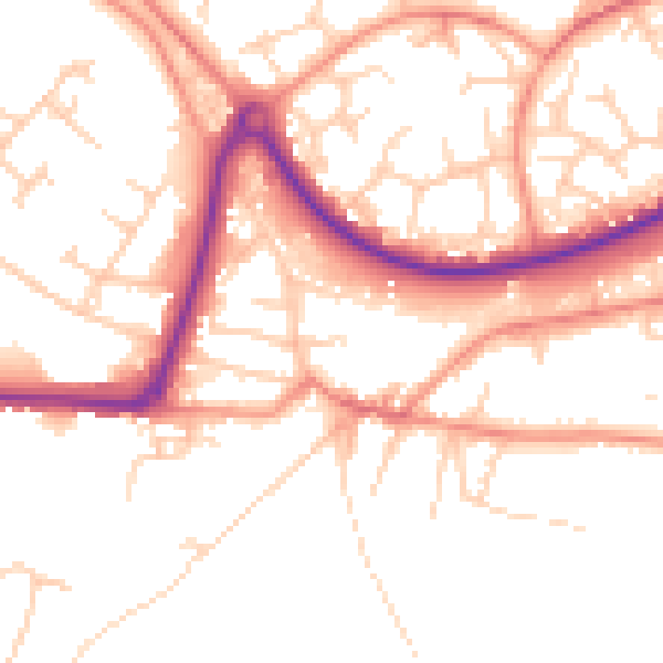 Daytime road noise heatmap for GU21 8PU