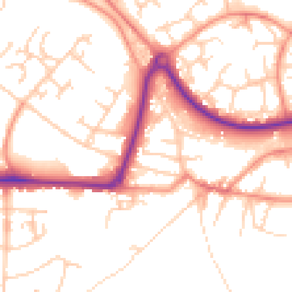 Daytime road noise heatmap for GU21 8SH