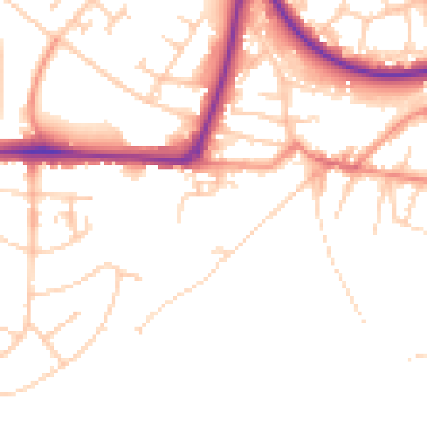 Daytime road noise heatmap for GU21 8TA