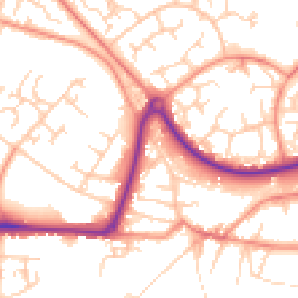 Daytime road noise heatmap for GU21 8TH
