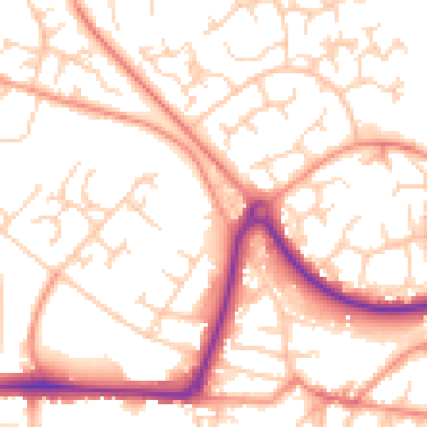 Daytime road noise heatmap for GU21 8UB