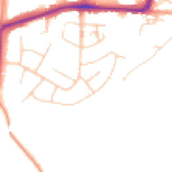 Daytime road noise heatmap for GU21 8UG
