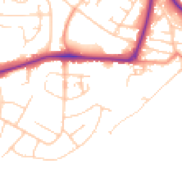 Daytime road noise heatmap for GU21 8UN