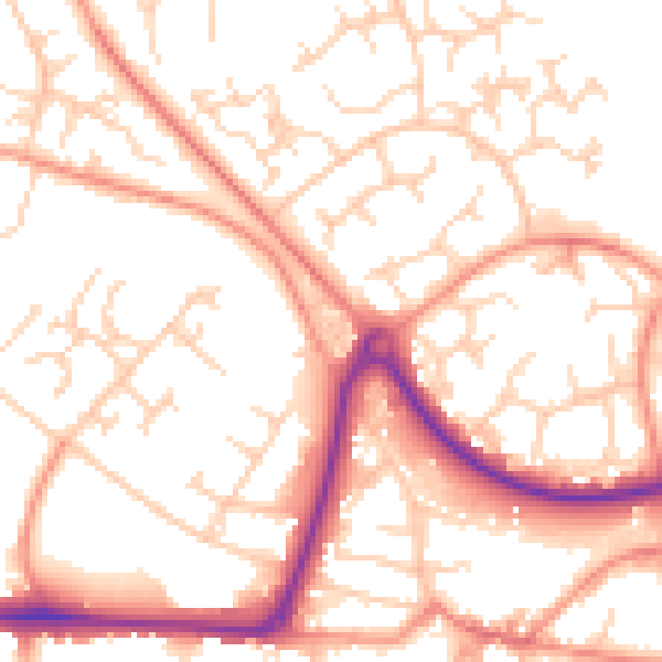 Daytime road noise heatmap for GU21 8UR