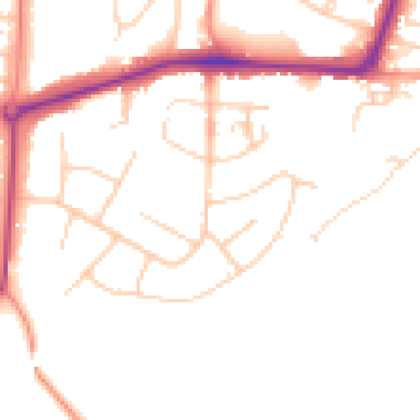 Daytime road noise heatmap for GU21 8UT