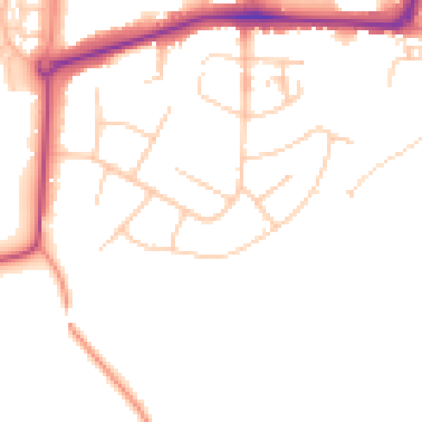 Daytime road noise heatmap for GU21 8UX