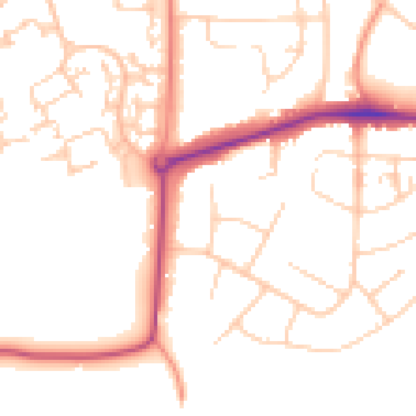 Daytime road noise heatmap for GU21 8XF