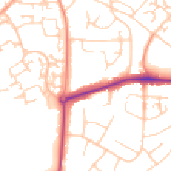 Daytime road noise heatmap for GU21 8XL