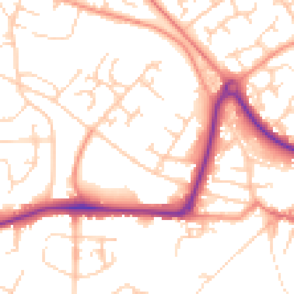 Daytime road noise heatmap for GU21 8YP
