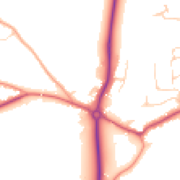 Daytime road noise heatmap for GU22 0NJ