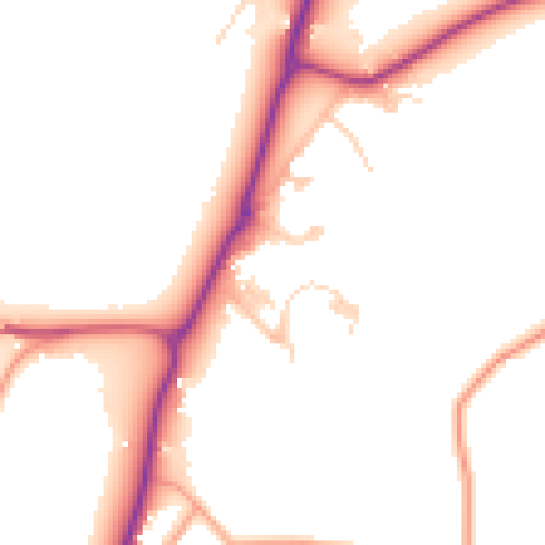 Daytime road noise heatmap for GU3 1AF