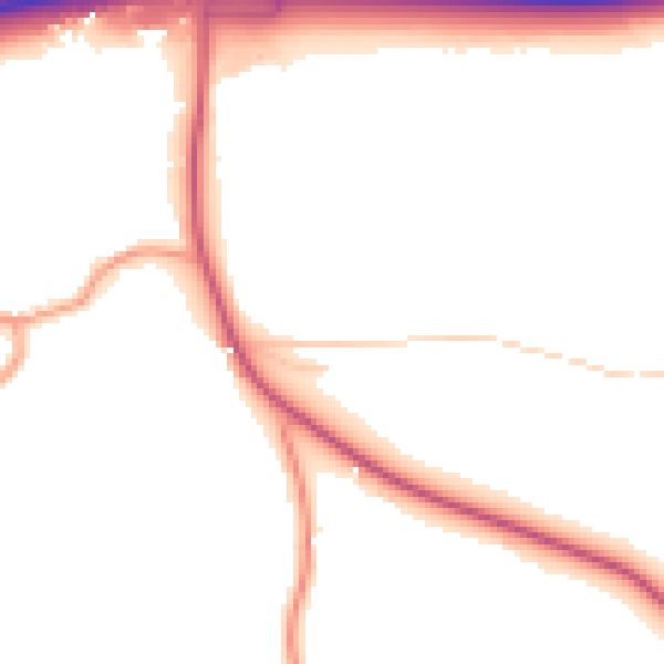 Daytime road noise heatmap for GU3 1AL