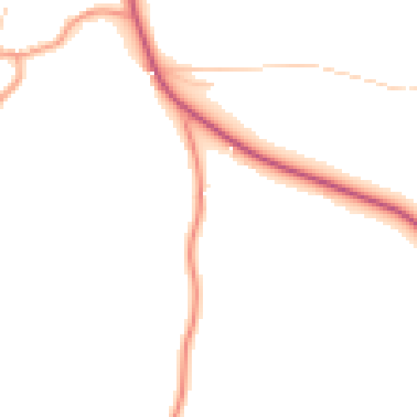 Daytime road noise heatmap for GU3 1AN