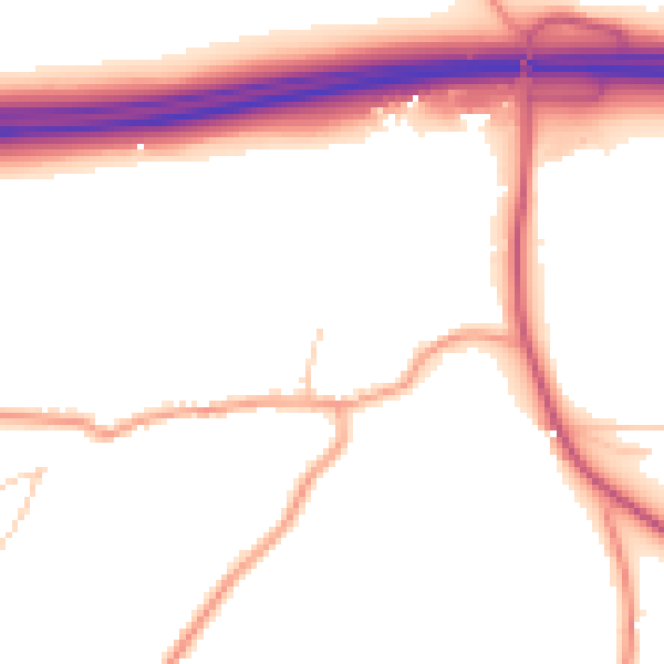 Daytime road noise heatmap for GU3 1AS
