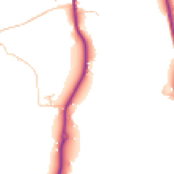 Daytime road noise heatmap for GU3 1BJ