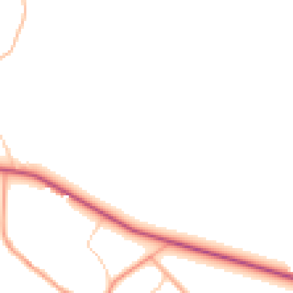 Daytime road noise heatmap for GU3 1BN