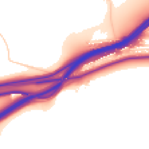 Daytime road noise heatmap for GU3 1DD