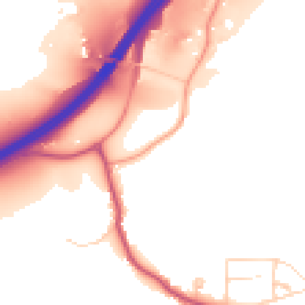 Daytime road noise heatmap for GU3 1DN