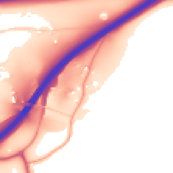 Daytime road noise heatmap for GU3 1DQ