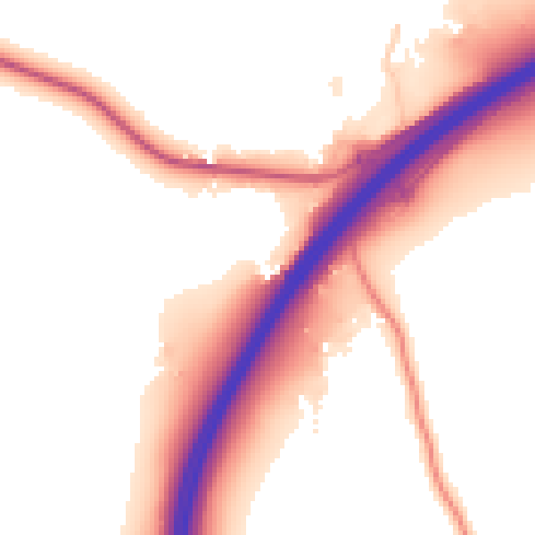 Daytime road noise heatmap for GU3 1DT