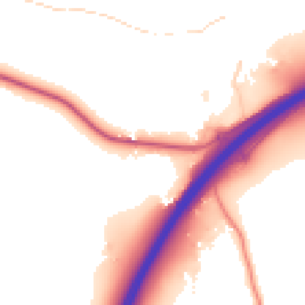 Daytime road noise heatmap for GU3 1DU