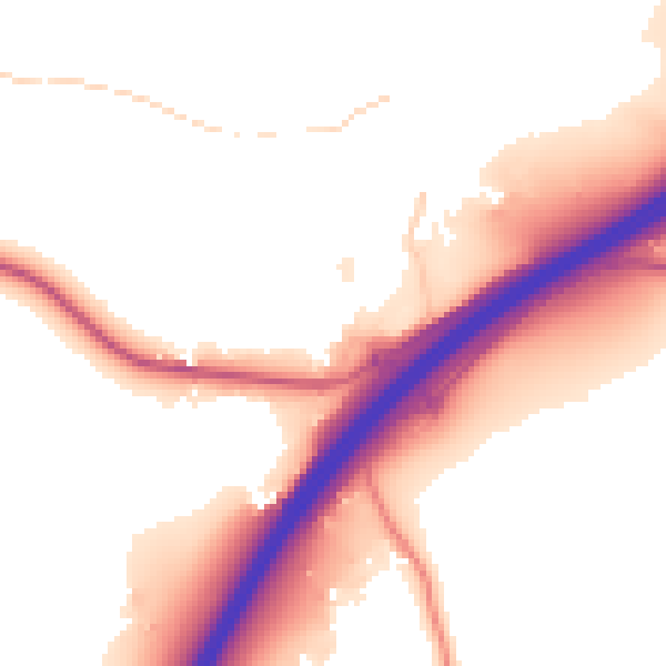 Daytime road noise heatmap for GU3 1DX
