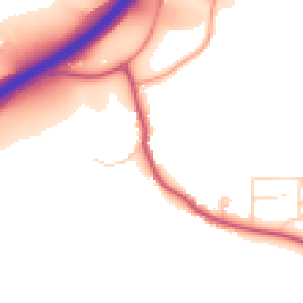 Daytime road noise heatmap for GU3 1EB