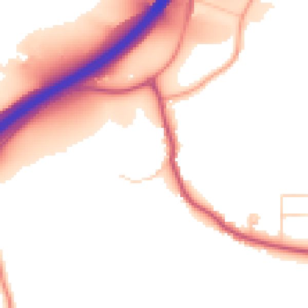 Daytime road noise heatmap for GU3 1EF