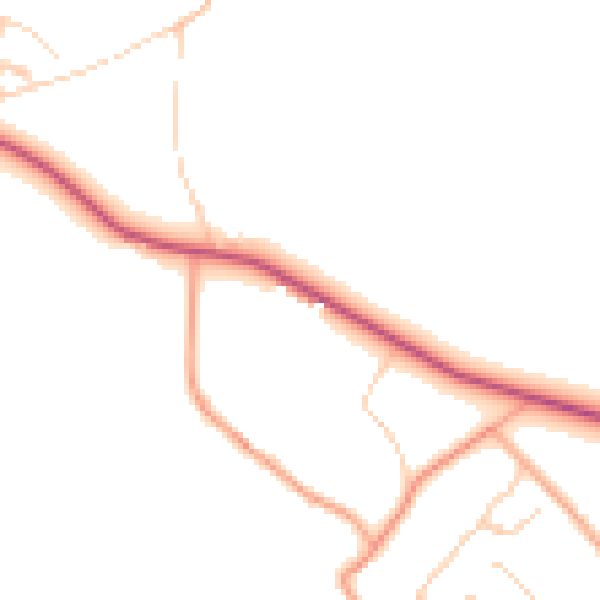 Daytime road noise heatmap for GU3 1HX