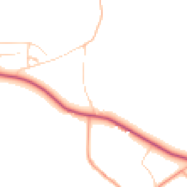 Daytime road noise heatmap for GU3 1JA