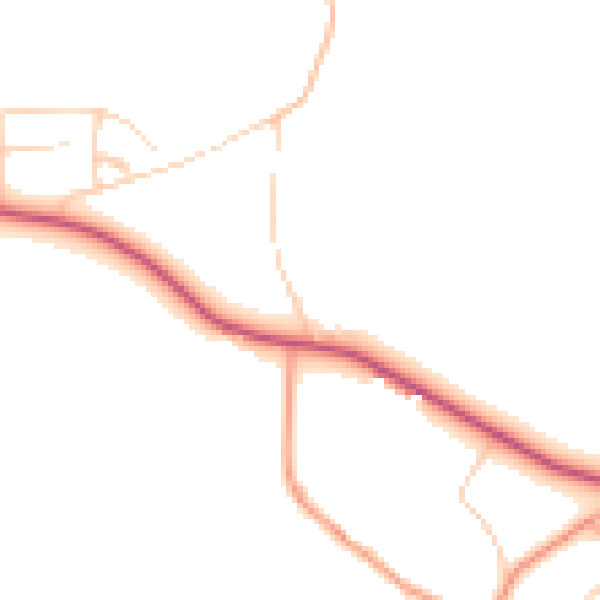 Daytime road noise heatmap for GU3 1JB