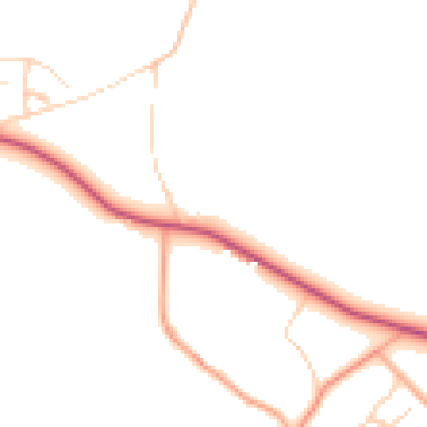 Daytime road noise heatmap for GU3 1JL