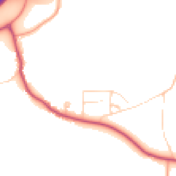 Daytime road noise heatmap for GU3 1JQ