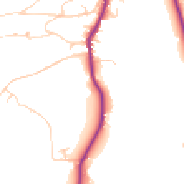 Daytime road noise heatmap for GU3 1LJ