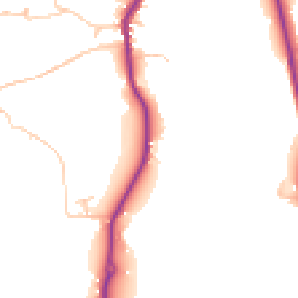 Daytime road noise heatmap for GU3 1LN
