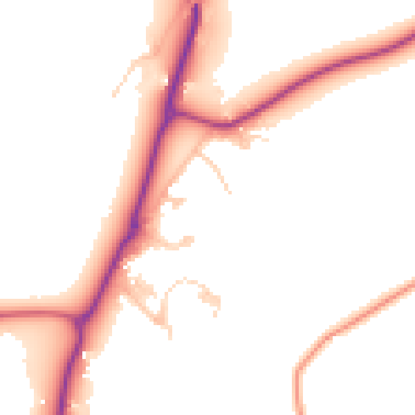 Daytime road noise heatmap for GU3 1NB