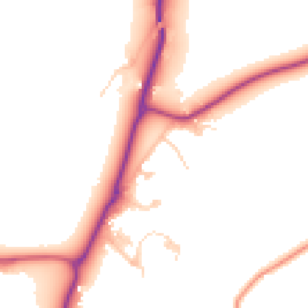 Daytime road noise heatmap for GU3 1ND