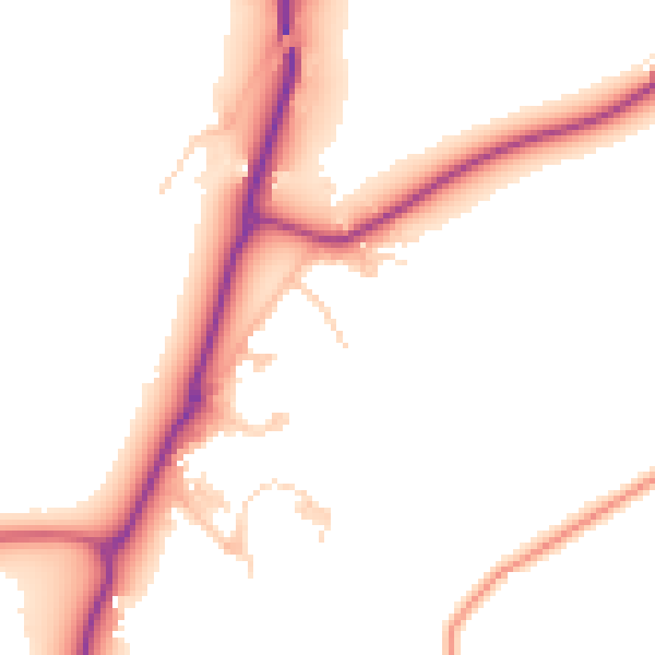 Daytime road noise heatmap for GU3 1NF