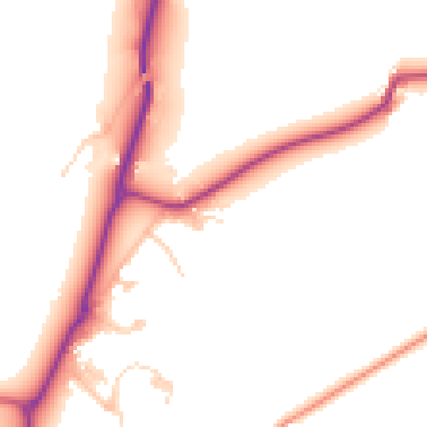 Daytime road noise heatmap for GU3 1NG