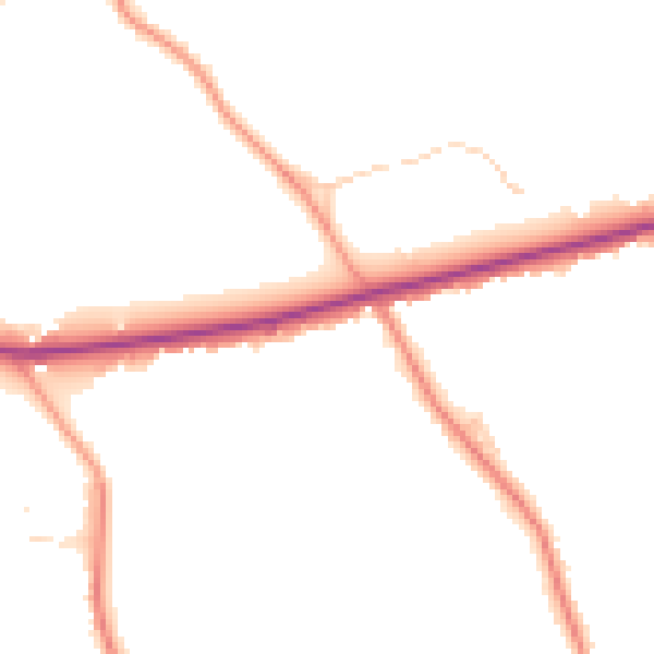 Daytime road noise heatmap for GU3 2DB