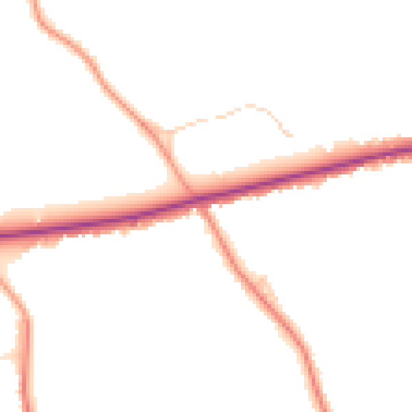 Daytime road noise heatmap for GU3 2DH