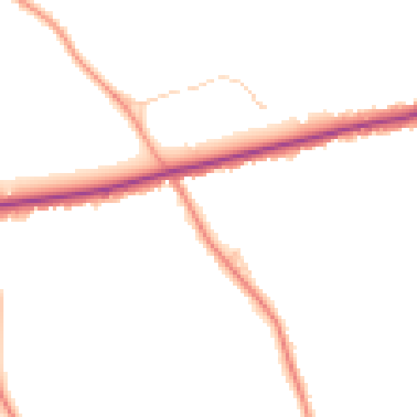 Daytime road noise heatmap for GU3 2DJ