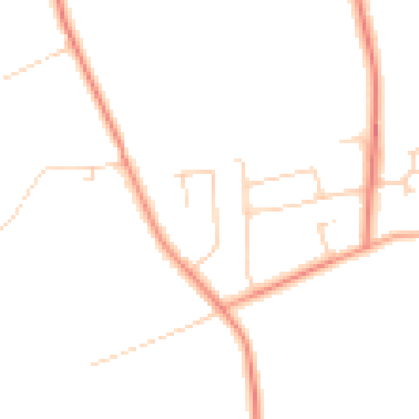 Daytime road noise heatmap for GU3 2EY