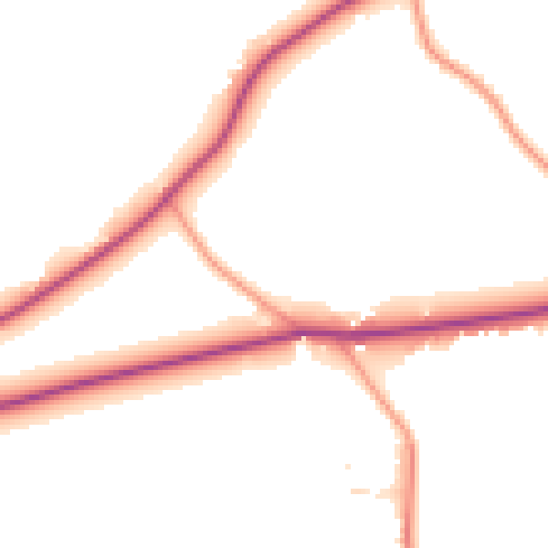 Daytime road noise heatmap for GU3 2HS