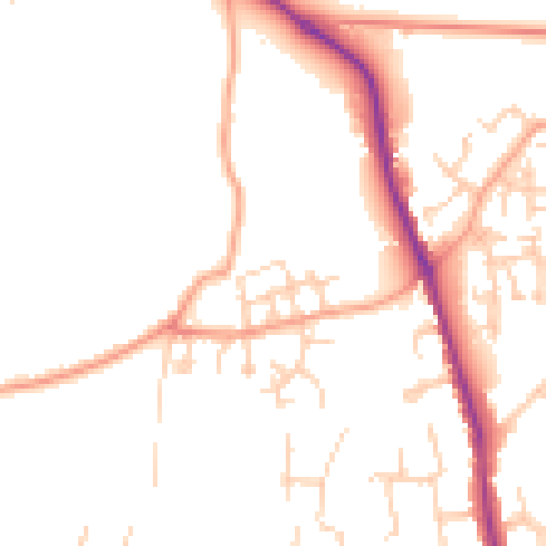 Daytime road noise heatmap for GU3 3FD