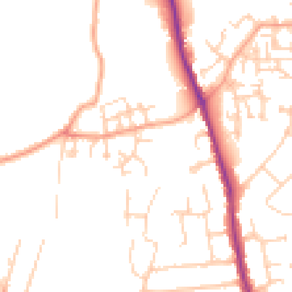 Daytime road noise heatmap for GU3 3HL